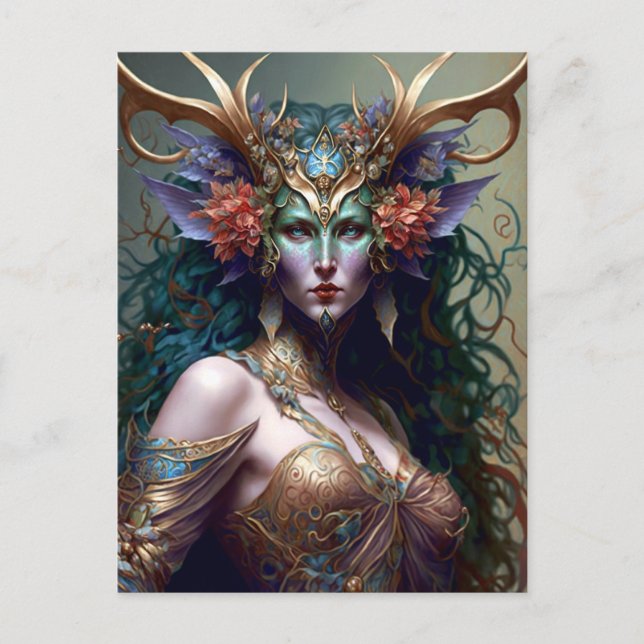 Woodland Goddess Fantasy Art Postkarte (Vorderseite)