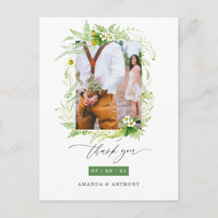 Woodland Greenerity Wedding Foto Danke Postkarte
