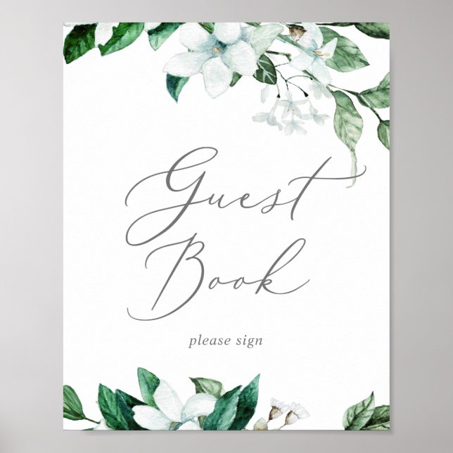Woodland Greenerity Wedding Guest Book Sign Poster (Vorne)