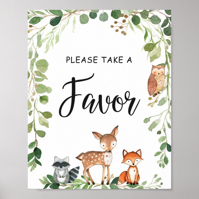 Woodland Greenery Baby Duwer bevorzugt Schild (Vorne)