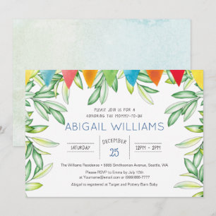 Woodland Greenery Baby Shower Party Einladung