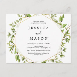 Woodland Greenery Couples Shower Invitation Postkarte