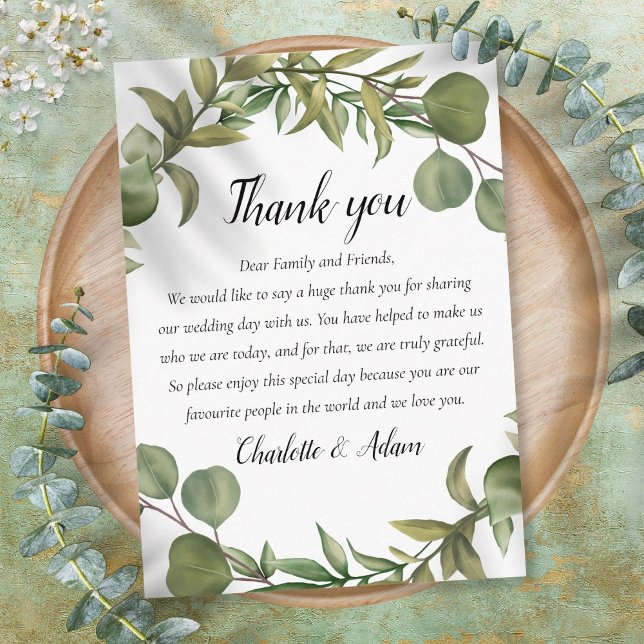 Woodland Greenery Eucalyptus Wedding Vielen Dank Platzkarte (Von Creator hochgeladen)