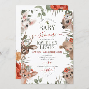 Woodland Greenery Girl Baby Shower Einladung