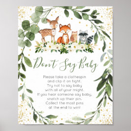 Woodland Greenery Say Baby Game nicht Poster