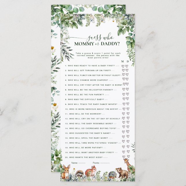 Woodland Guess Mommy oder Daddy Baby Showspiel (Vorne/Hinten)