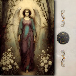 Woodland Halo Angel Soft Pastel Vintage Decoupage Seidenpapier