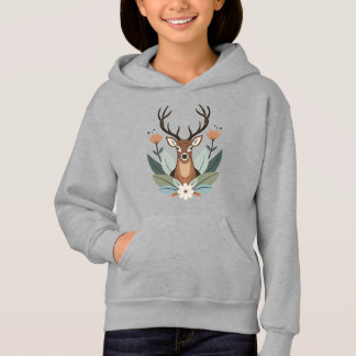 Woodland Harmony – Boho Deer Botanical Illustratio Hoodie