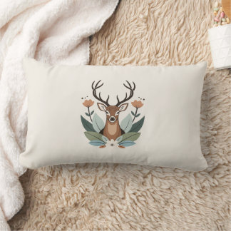 Woodland Harmony – Boho Deer Botanical Illustratio Lendenkissen