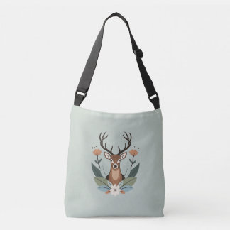 Woodland Harmony – Boho Deer Botanical Illustratio Tragetaschen Mit Langen Trägern