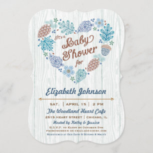 Woodland Heart Baby Dusche Einladung