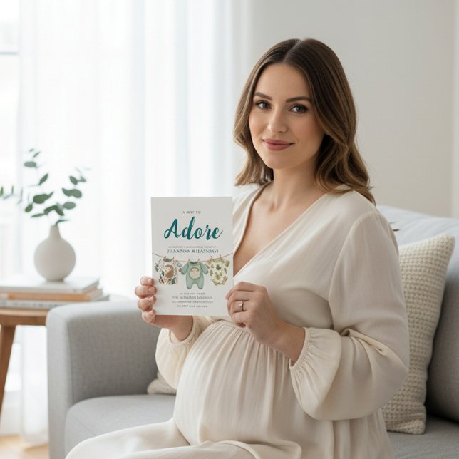 Woodland Hedgehog Baby Clothes A Boy To Adore Einladung (Von Creator hochgeladen)