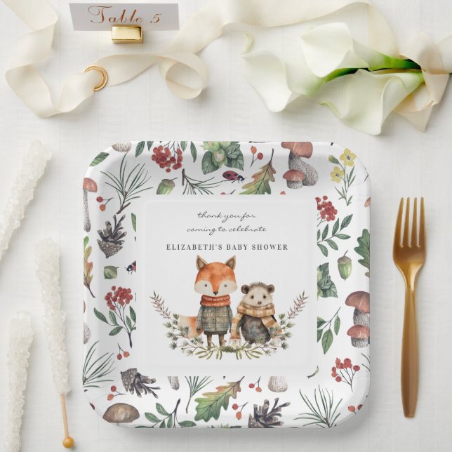 Woodland Herbst | Baby - Dusche für Waldtiere Pappteller (Hochzeit)
