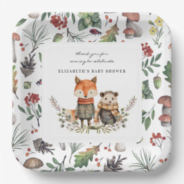 Woodland Herbst | Baby - Dusche für Waldtiere Pappteller