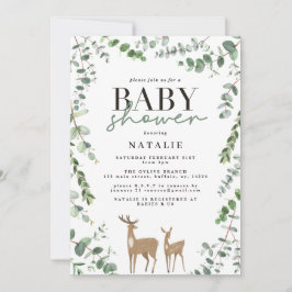 Woodland Hirsche Eukalyptus moderne Babydusche Einladung