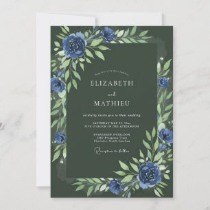 Woodland Indigo Moos Petal Hochzeit Einladung