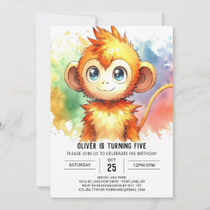 Woodland Kids Monkey Birthday Einladung