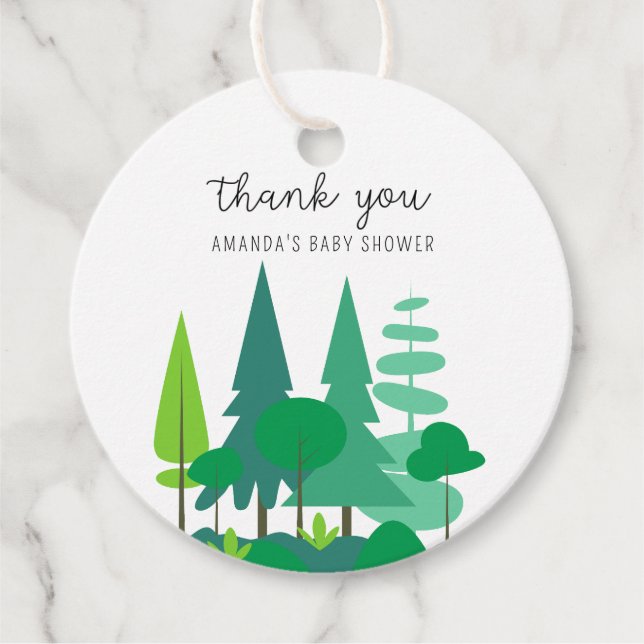 Woodland - Kinderdusche danke Geschenkanhänger (Vorderseite)