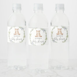 Woodland kleine Bären Baby Dusche Wasserflasche La Wasserflaschenetikett