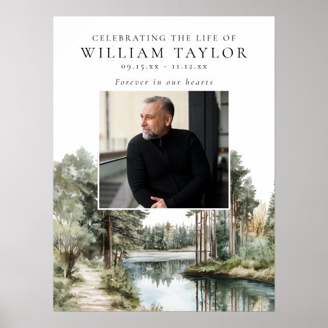 Woodland Lake Celebration Of Life Welcome Sign Poster (Vorne)