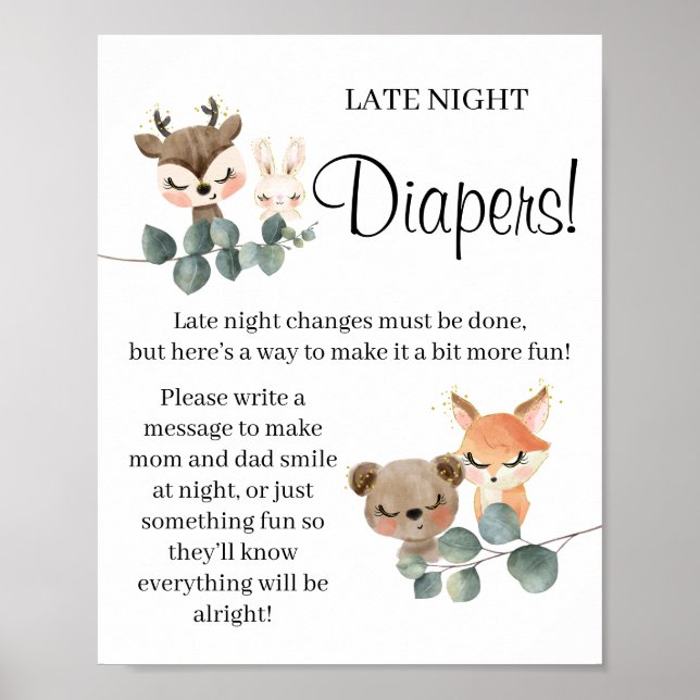 Woodland Late Night Diaper Kinderduschenspiel Poster (Vorne)