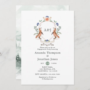 Woodland Laurel Wappen Monogram Engagement Party Einladung