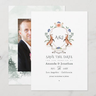 Woodland Laurel Wappen Monogram Wedding Foto Save The Date
