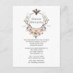 Woodland Laurel Wappen Wedding Guest Details Begleitkarte