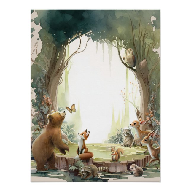 Woodland Ließ die Adventure Begin Baby Dusche Poster (Vorderseite)