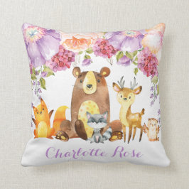 Woodland Lila Floral Baby Girl Kinderzimmer Dekora Kissen