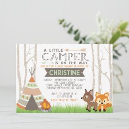 Woodland Little Camper Teepee Babydusche Einladung