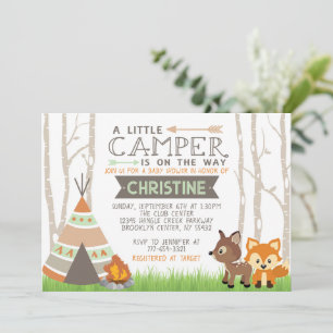 Woodland Little Camper Teepee Babydusche Einladung