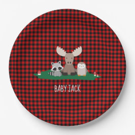 Woodland Lumberjack Baby Shower Animal Rustic Pappteller