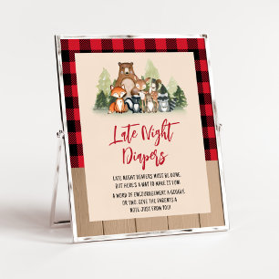 Woodland Lumberjack Babydusche Spät-Night-Diapers Poster