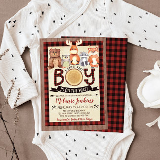 Woodland Lumberjack Boy Baby Dusche Einladung