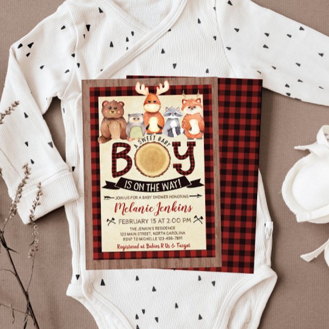 Woodland Lumberjack Boy Baby Dusche Einladung (Von Creator hochgeladen)
