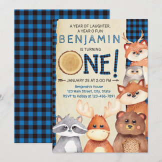 Woodland Lumberjack Einladung zum ersten Geburtsta