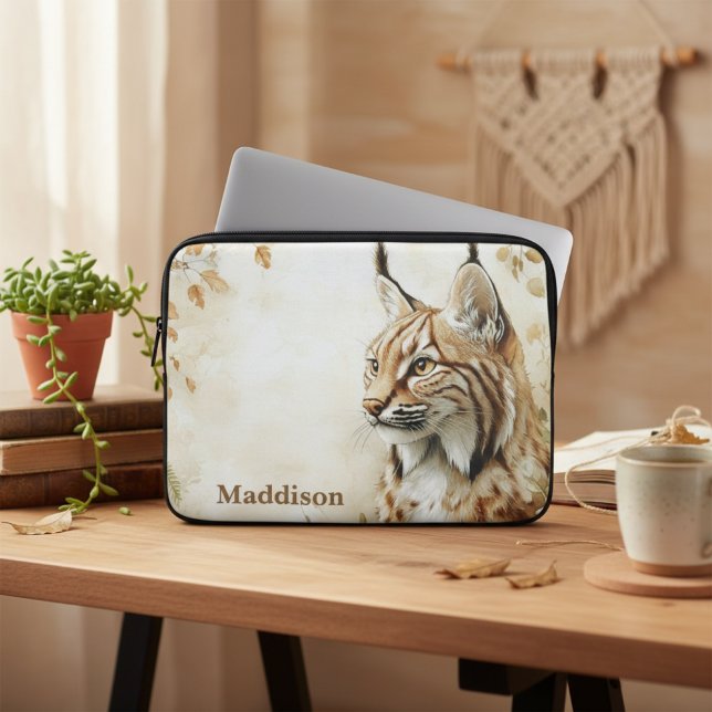 Woodland Lynx Wildlife Nature Name Laptopschutzhülle (Von Creator hochgeladen)