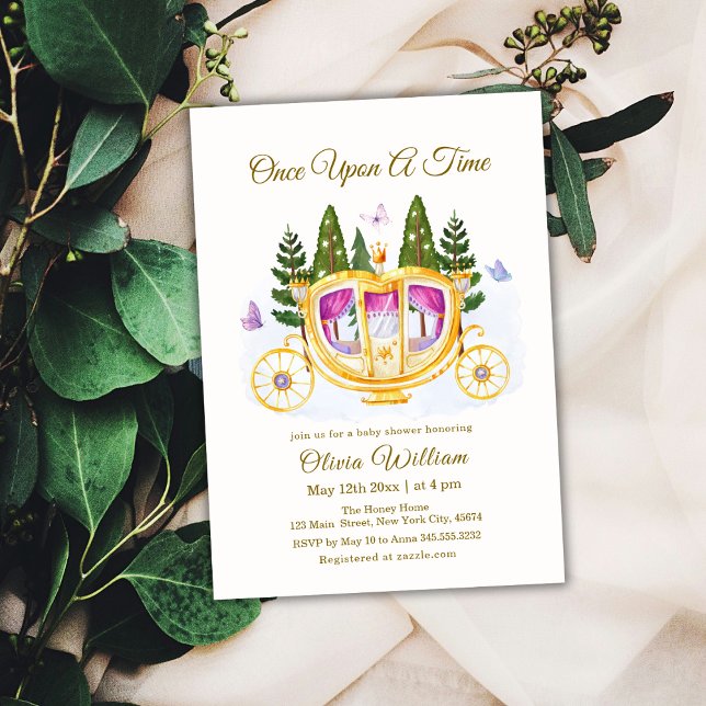 Woodland Mairytale Princess Carriage Baby Dusche Einladung (Woodland Fairytale Princess Carriage Baby Shower Invitation)