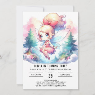 Woodland Majestic Fairy Birthday Einladung