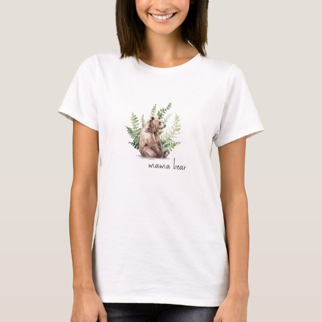 Woodland Mama Bear Baby Dusche T - Shirt (Vorderseite)