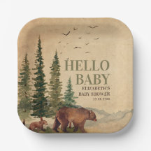 Woodland Mama Bear & Cub Baby Dusche