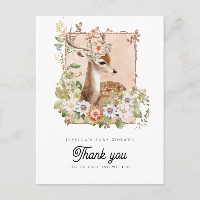 Woodland Manor Baby Dusche Danke Postcard Postkarte (Vorderseite)