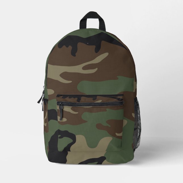 Woodland Military Camouflage Pattern Bedruckter Rucksack (Vorderseite)