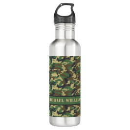 Woodland Military Camouflage Print - Personalisier Edelstahlflasche