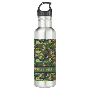 Woodland Military Camouflage Print - Personalisier Edelstahlflasche