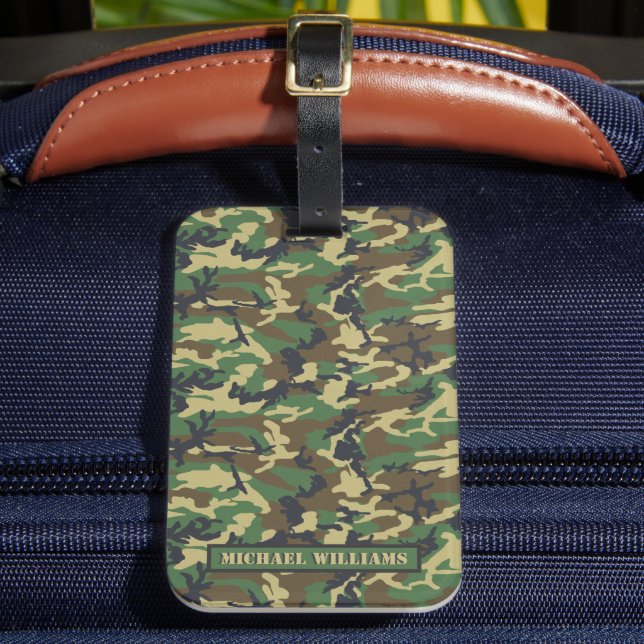 Woodland Military Camouflage Print - Personalisier Gepäckanhänger (Vorderseite Insitu 2)