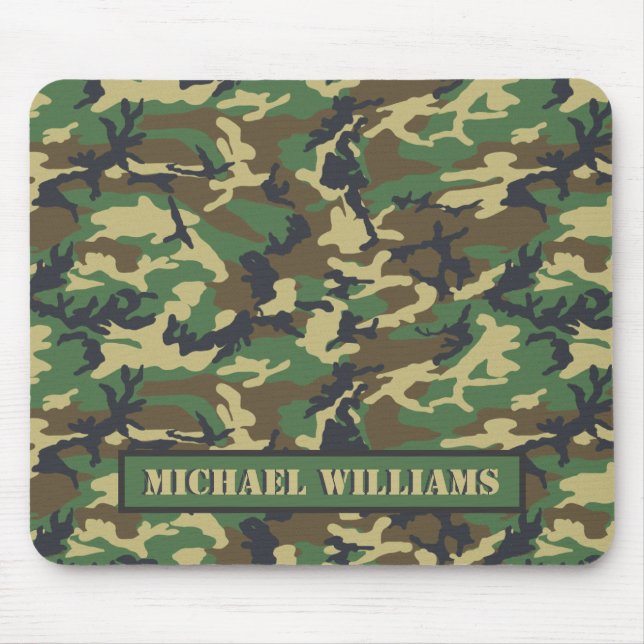 Woodland Military Camouflage Print - Personalisier Mousepad (Vorne)