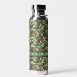 Woodland Military Camouflage Print - Personalisier Trinkflasche