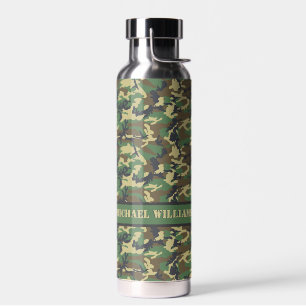 Woodland Military Camouflage Print - Personalisier Trinkflasche